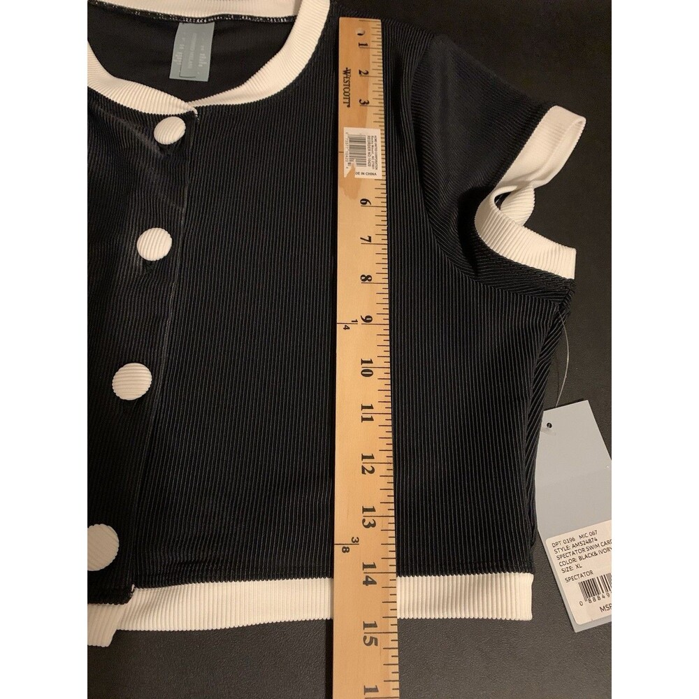 Antonio Melani Womens Size XL Swim Top Cardigan Spectator Black Ivory Modest NWT - Picture 6 of 6